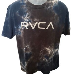RVCA Tie-Dye Blue Grey Skate Surf Tee Shirt Relaxed Fit Men M Medium